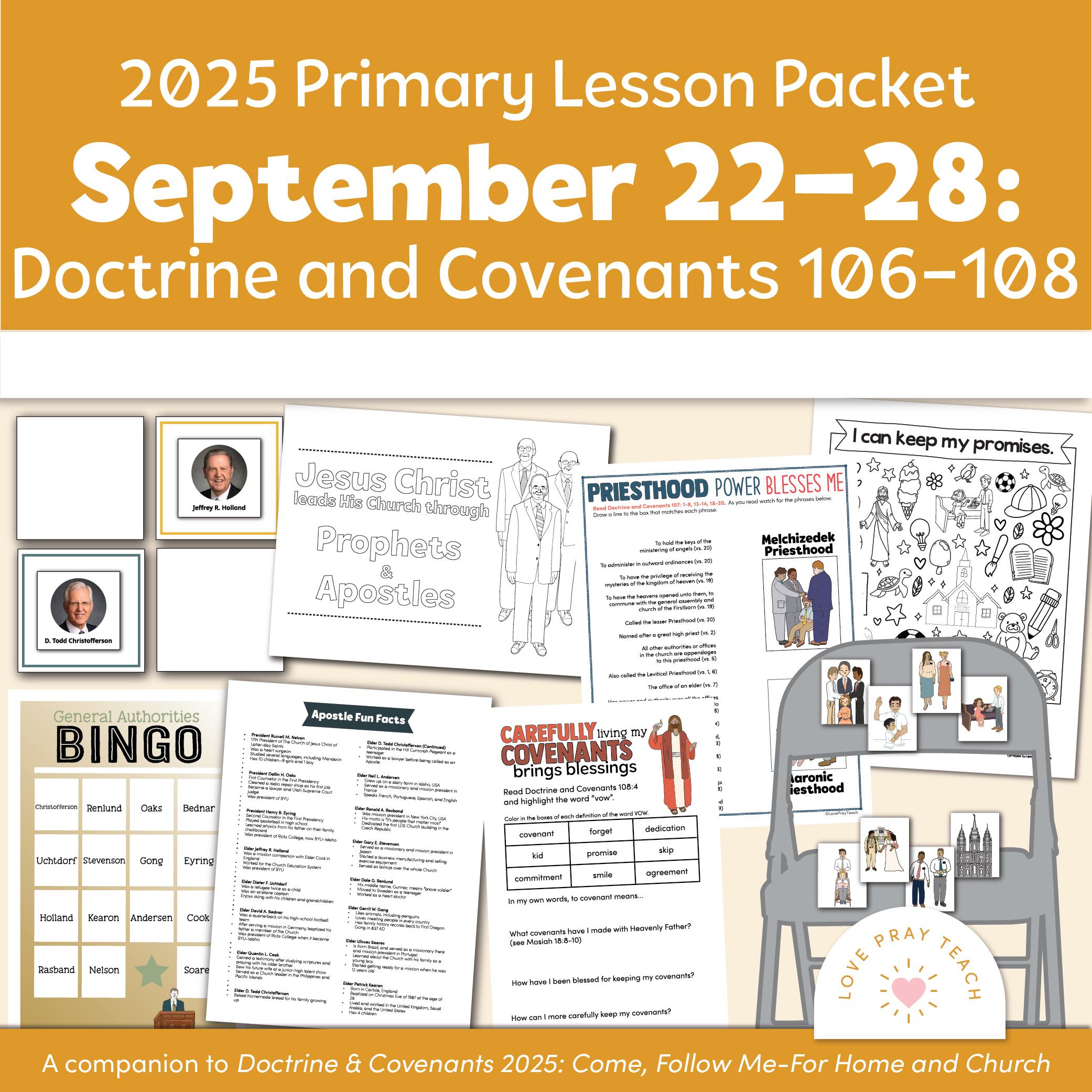 Activities and Learning Ideas for Primary Children September 22–28: “The Order of the Son of God” | Doctrine and Covenants 106-108 | A companion to "Come, Follow Me—For Home and Church: Doctrine and Covenants 2025"