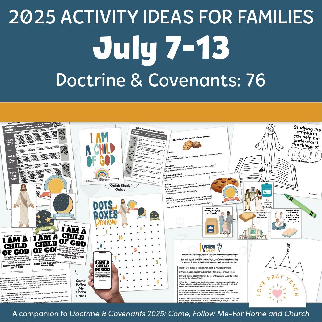 Worksheets eternal life and revelations for Come, Follow Me 2025 D&C 76 July 7-13-Family