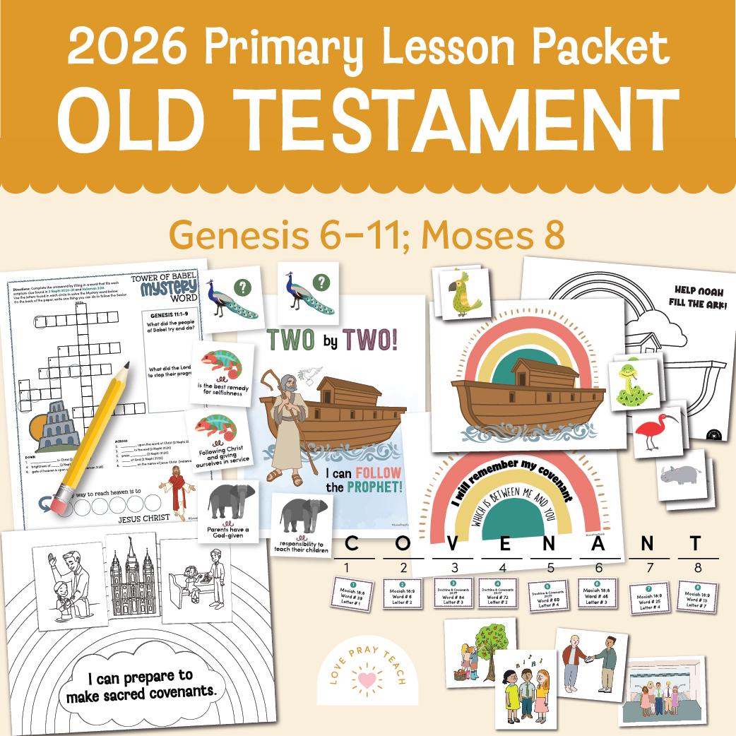 Companion packet for your Genesis 6–11; Moses 8 Come, Follow Me lesson for the week of Feb. 9–15 includes meaningful activities for younger children and older children that teach obedience, God’s promises, and following Jesus Christ.