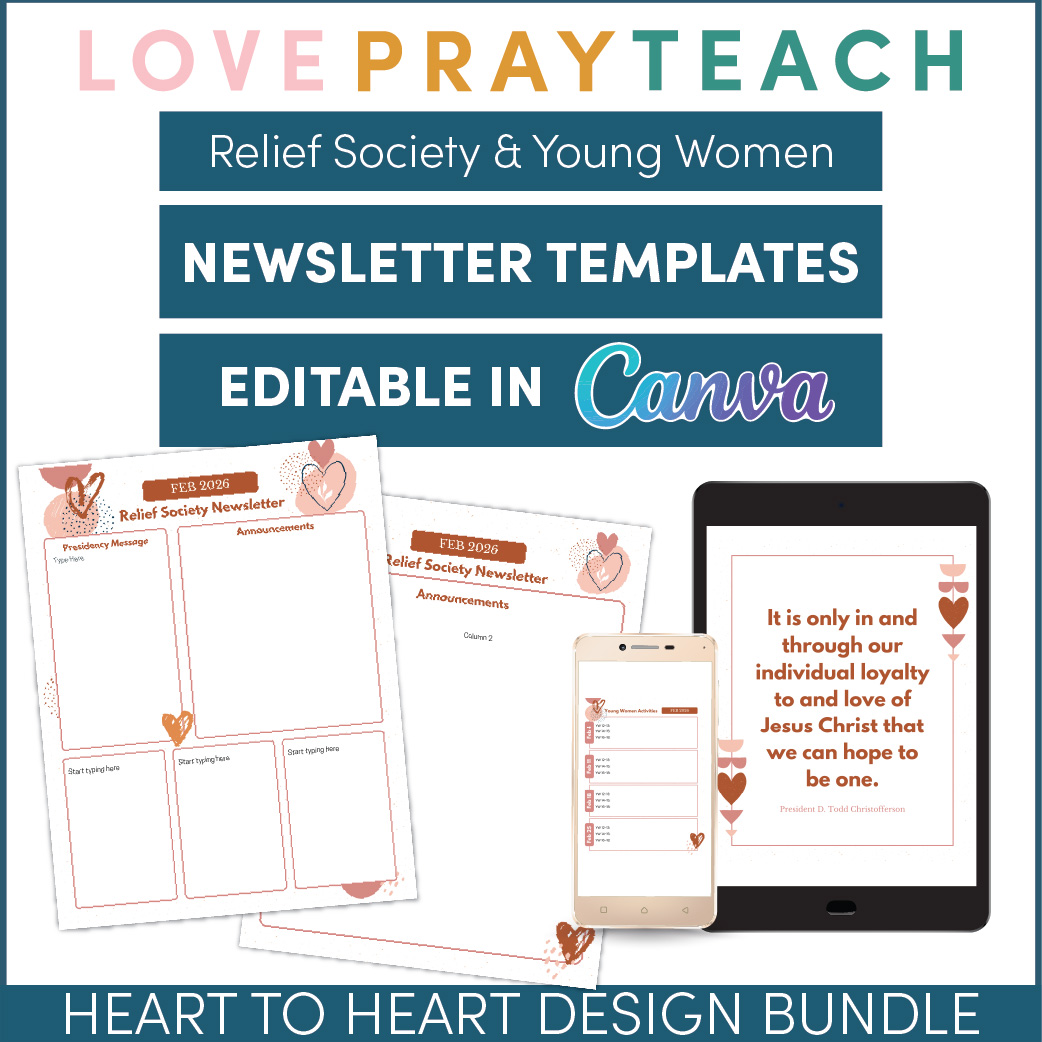 Editable Newsletter Temple: Heart to Heart design